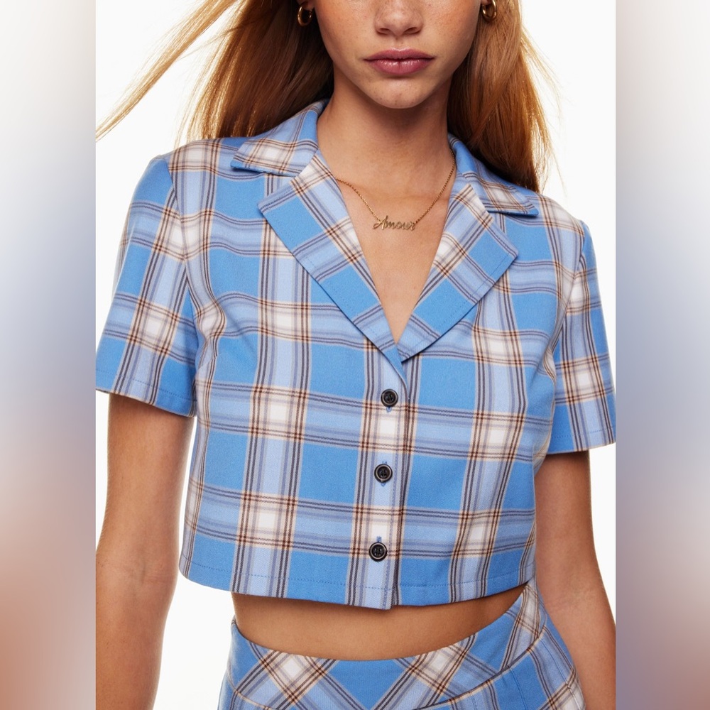 Aritzia Sunday Best Cropped Plaid Top